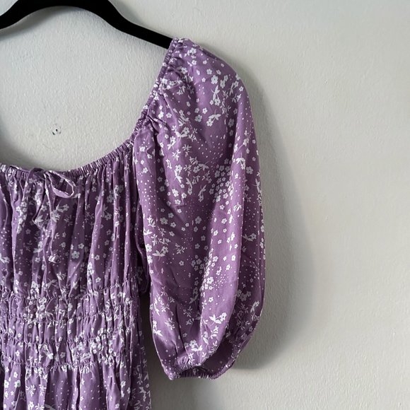 Faithfull the Brand Francis Mini Dress Stevie Floral Lavender Size US6 Medium - Picture 7 of 9